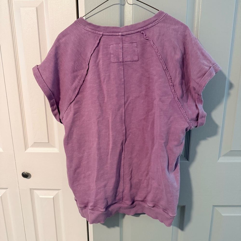 Pilcro from Anthropologie Washed Lavender V-Neck Short Sleeve Top - Picture 3 of 4